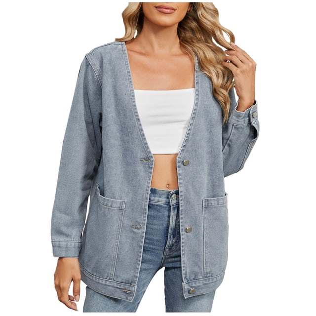 Birdeem Vestes pour Femmes Mode Féminine Col à Revers Manches Plus Fines Veste en Denim