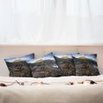 thumbnail image 3 of Ambesonne Landscape Throw Pillow Cover 4 Pack, Mountain Lake Skies, 16", Blue and Brown, 3 of 6