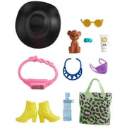 Barbie Accessories Wildlife-Inspired Pack with 11 Storytelling Pieces for Barbie Dolls, Including a Baby Lion Cub, Boots, Brimmed Hat, Circle Sunglasses, Sunscreen & More, Gift for 3 to 8 Year Olds