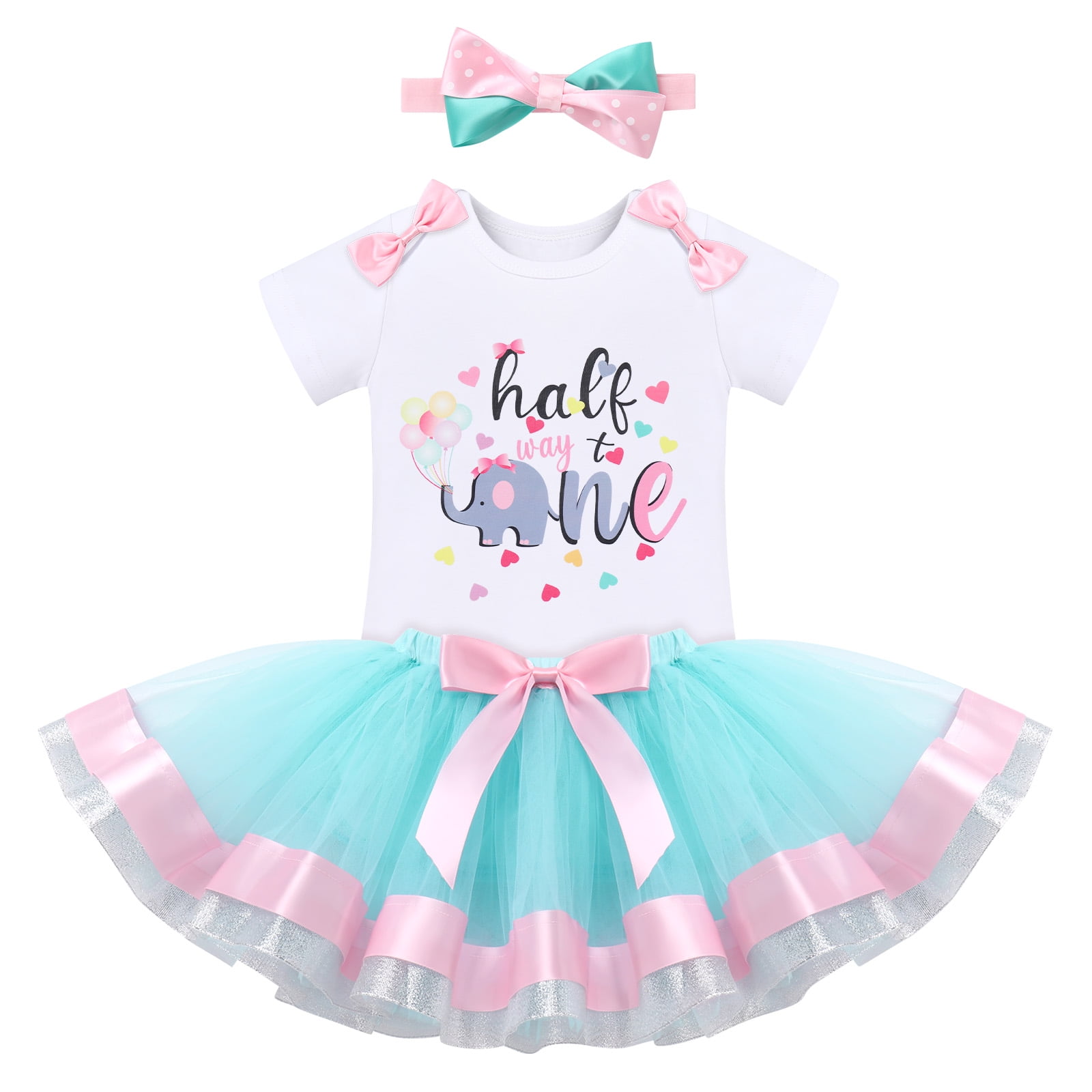 IDOPIP Elephant 1st Birthday Outfit for Baby Girl Elephant Romper Tutu