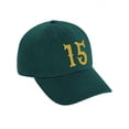 thumbnail image 2 of Daxton 3D Vintage Custom Number Low Profile Adjustable Baseball Dad Hat Cap, Dark Green Gold, 15, 2 of 4