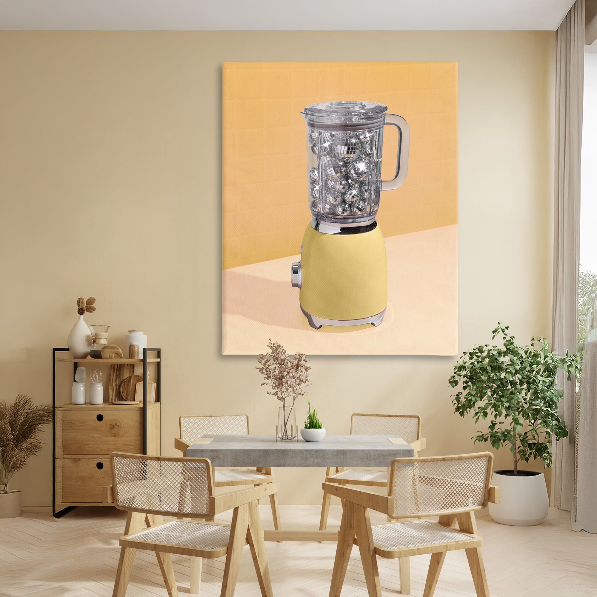 Stupell Industries Disco Drink Blender over Yellow Canvas Wall Art, design by LISH Creative