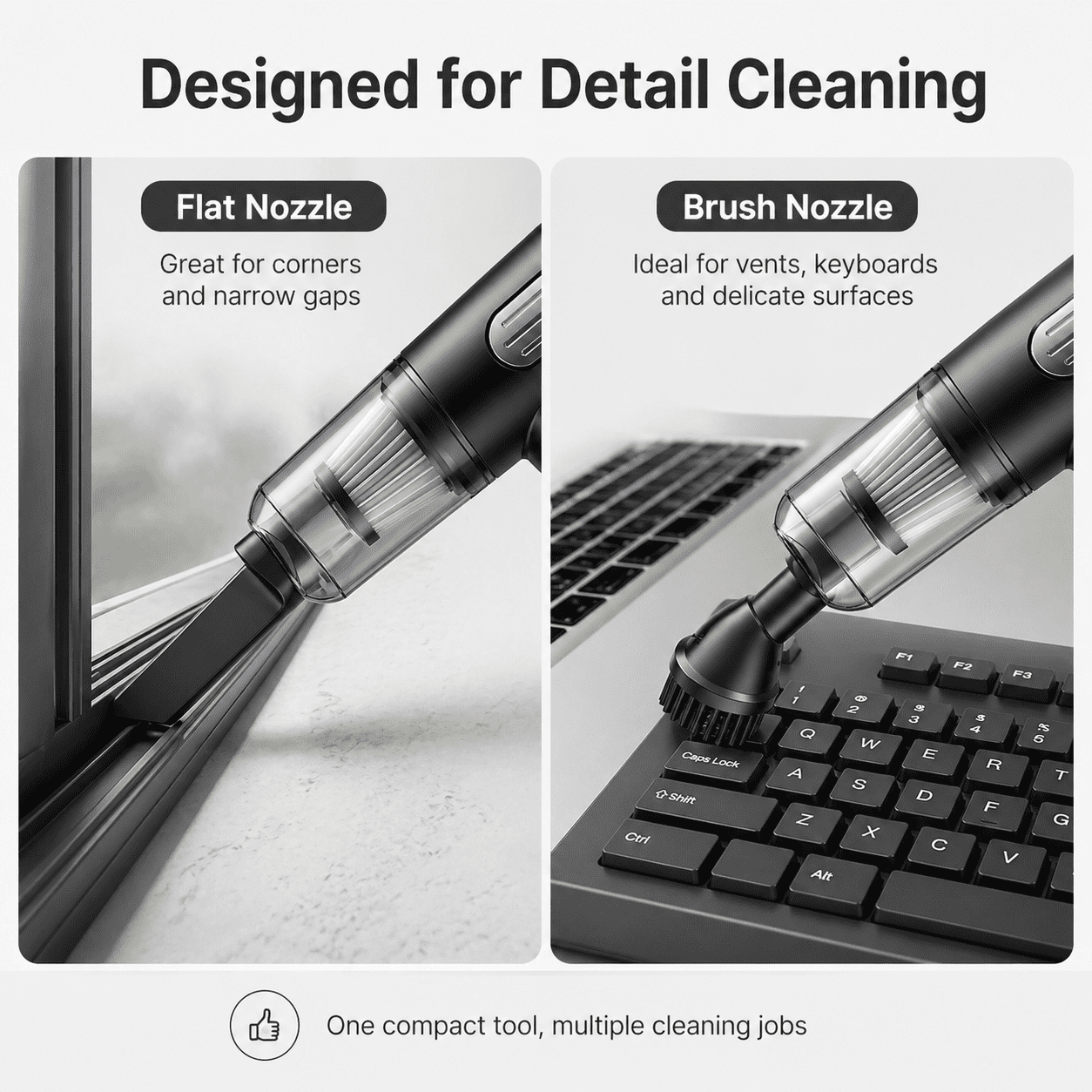 Alvantor Cordless Car Vacuum Cleaner, 9000Pa USB Rechargeable Handheld Mini Vacuum, Silver