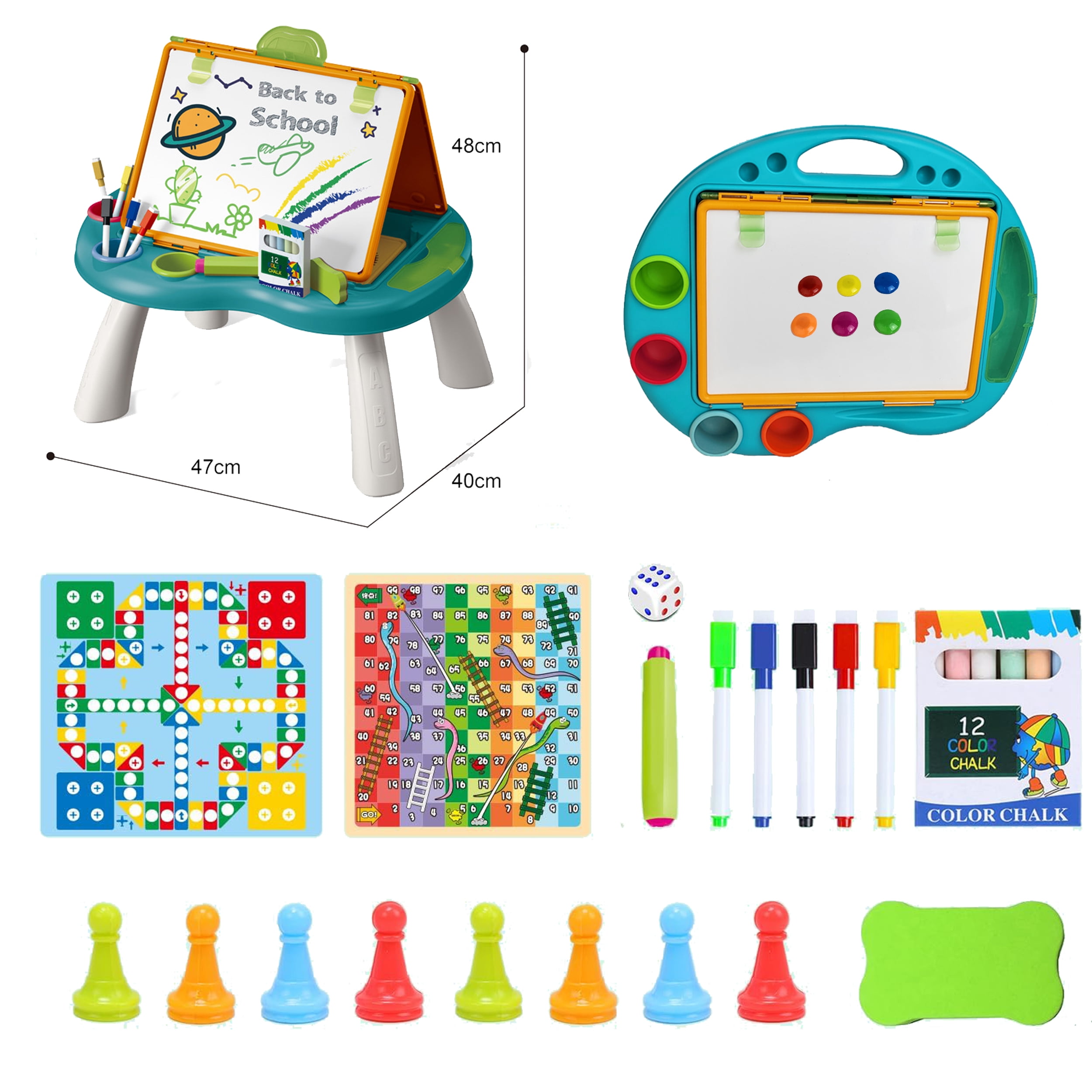 Easel for Kids, Adjustable Standing Sitting Table Top Easel, Double Magnetic Drawing Board with Painting Accessories, Birthday Christmas Gift for Boys Girls
