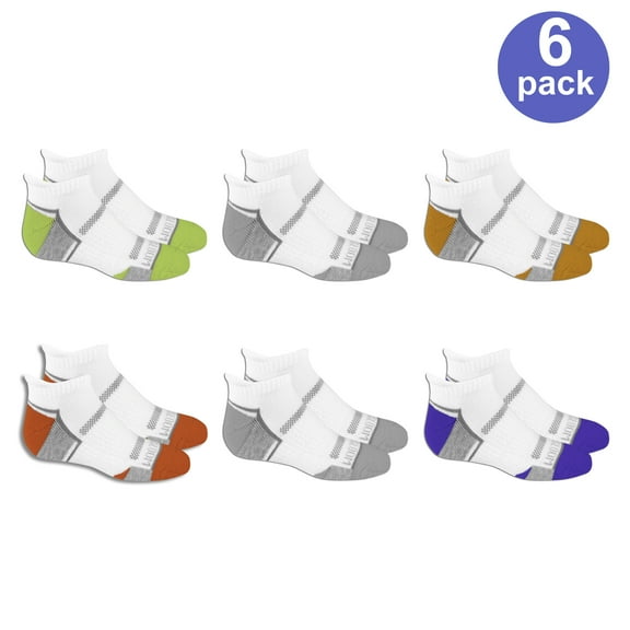 Fruit of the Loom Boys Moisture Wicking Active Low Cut Socks, White (6 Pack)