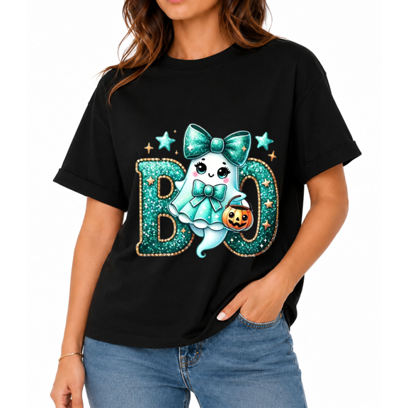 Pumpkin BOO Graphic T-Shirt for Men and Women, Spooky Fall Casual Short Sleeve Tee