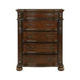 thumbnail image 2 of Benjara Nami 50 Inch Tall Dresser Chest, 5 Drawers, Carved Cherry Brown Solid Wood, 2 of 5