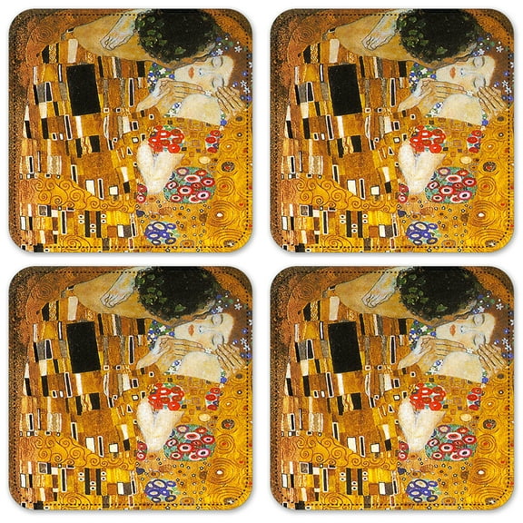 Vinyl Drink Coasters - Set of 4 - Klimt: The Kiss