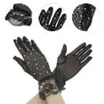 thumbnail image 2 of Unique Bargains 1 Pair Sunblock Mittens Rhinestone Lace Sun Block Driving Gloves for Women Black, 2 of 5