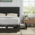 thumbnail image 5 of VECELO Full Size Upholstered Bed Frame with 3 Drawers & Adjustable Headboard, Under Bed Storage, Black, 5 of 9