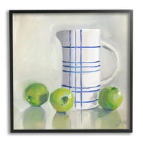 Stupell Industries Apples & Pitcher Still Life Food & Beverage Painting Black Framed Art Print Wall Art, 12 x 12
