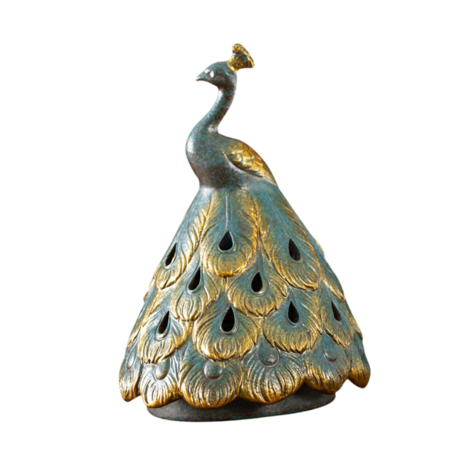 WLPZXP Ceramic Peacock Shaped Incense Burner 11x16.5cm Handmade Incense Holder Tabletop