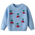 thumbnail image 2 of NAISIBABY Toddler Girls Sweater, Cute Embroidery Long Sleeve Crew Neck Pullover Fall Winter Ribble Knit Tops Sky Blue 7T, 2 of 7