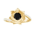 thumbnail image 4 of Lab Created Black Diamond Flower Ring with Diamond for Women - Bypass Ring, 10K Yellow Gold, US 13.00, 4 of 8