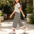 thumbnail image 5 of LvhaoGJOB Little Kids Girls T-Shirt and Pants Outfit Set - Elastic Waist, 5 of 6