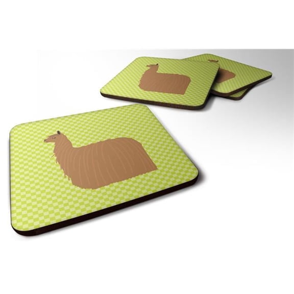 Alpaca Suri Green Foam Coaster, Set of 4