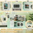 thumbnail image 5 of Qaba Play Kitchen, Corner Kids Kitchen Playset w/ Chalkboard, Range Hood, Ice Maker, Stove, Refrigerator Microwave, Sound & Lights, 5 of 9