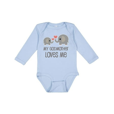 

Inktastic My Godmother Loves Me Gift Baby Boy or Baby Girl Long Sleeve Bodysuit