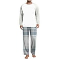 thumbnail image 2 of YueHuiYing Men's Pajamas Set 2 Piece Long Sleeve T-Shirt Loungewear Long Plaid Pants with Pocket, 2 of 7
