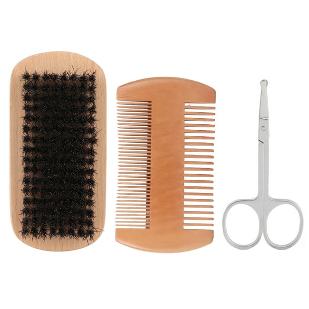 Kit De Aseo Para Bigote, Acero Inoxidable + Madera, Prevención Estática, Eliminación De Suciedad, Masaje, Cepillo Para Barba, Juego De Peine Para Aniversario ANGGREK Beard Comb
