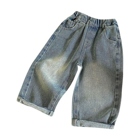 ZyeKqe Baby Clothes Toddler Boys Girls Denim Pants Newborn High Waisted Jeans Straight Wide Leg Fall Winter Trousers