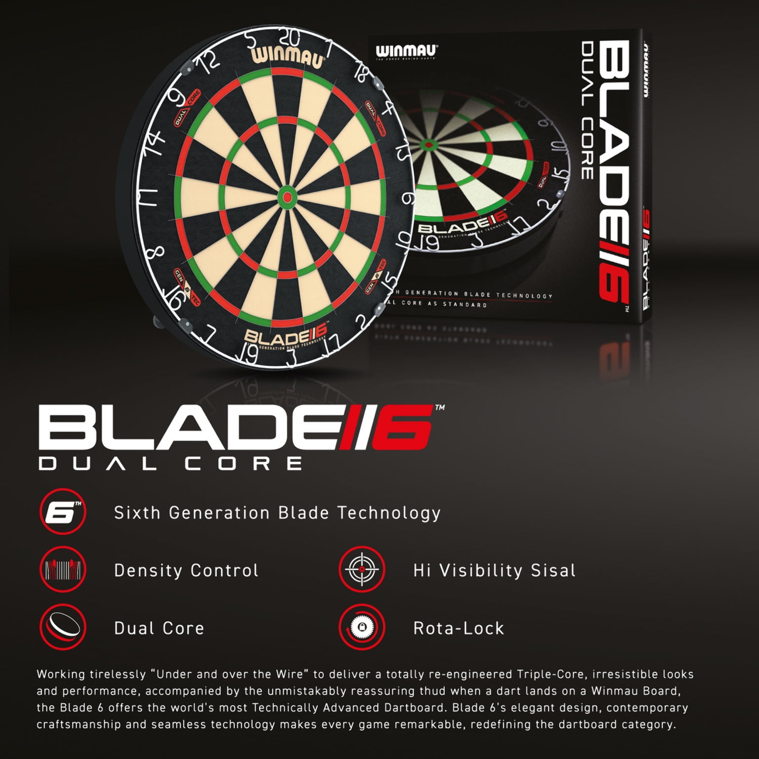 Winmau Blade 6 Bristle Dual Core Dartboard - Walmart.com