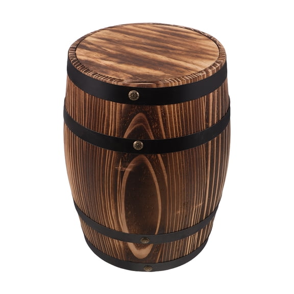 RENACLIPY Solid Wood Garden Stool Dark Brown Rustic Wine Barrel Design No Assembly