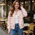 thumbnail image 2 of DISNIMO Floral Printed Women Sweatshirts No Hood Jackets Long Sleeve Outwear Zip Up Sweatshirt Jacket for Fall Winter, 3XL, 2 of 7