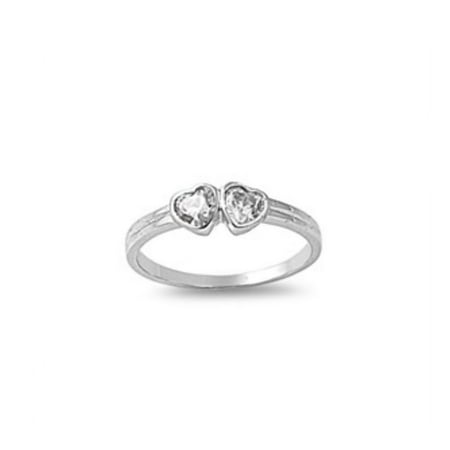 925 Sterling Silver Heart Shaped Baby Ring With Cubic Zirconia