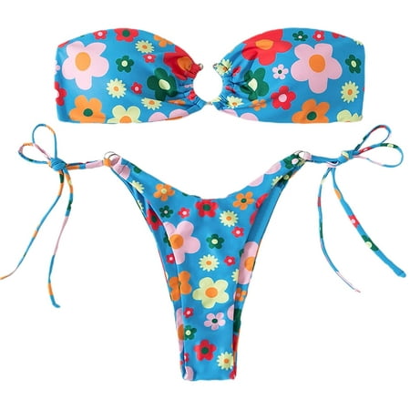 Milumia Women’s Printed Triangle Bikini Top – Tie Back Halter, Boho Style, For Beach, Vacation