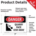 thumbnail image 2 of Quarry Face Stay Away OSHA Danger Vinyl Decal Label 7 Inch x 5 Inch - 5 Pack, 2 of 6