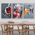 thumbnail image 3 of wall26 - 3 Piece Framed Canvas Wall Art - Raspberry Ice Cream in White Bowl Overhead Shot - Modern Home Art Stretched and Framed Ready to Hang - 24"x36"x3 WHITE, 3 of 5
