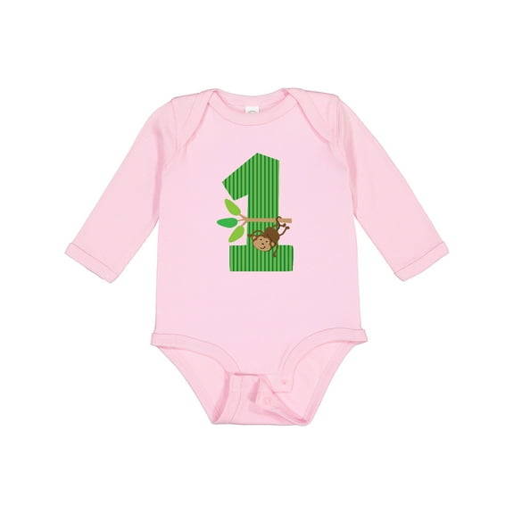 Inktastic 1st Birthday Monkey Boys or Girls Long Sleeve Baby Bodysuit