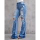 thumbnail image 3 of Jeans para Mujer 90s Vintage Sexy Ripped Mid Waist Bell Bottom#1 Light BlueSmall, 3 of 5