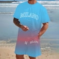 thumbnail image 2 of CONZONE Italy Day Men's 2 Pieces Outfits Gradient Color Short Sleeve T-Shirts Shorts Set for Men Breathable Summer Tracksuit, 2 of 4
