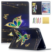 iPad Mini 4 Case, Allytech PU Leather Lightweight Stand Cover Wallet Case with Card/ Cash Slots for 7.9 inch Apple iPad Mini 4 2015 Model, Gold Butterfly