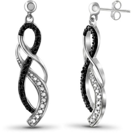 Black & White Diamond Accent Sterling Silver Earrings