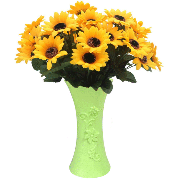Manunclaims Artificial Sunflowers Potted Plants Artificial Faux Silk