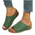 thumbnail image 4 of LOVZFMLL Women's Chunky Wedge Sandals Open Toe Slip On Summer Casual Slides with Arch Support Comfort Walking Shoes Green 5.5, 4 of 9