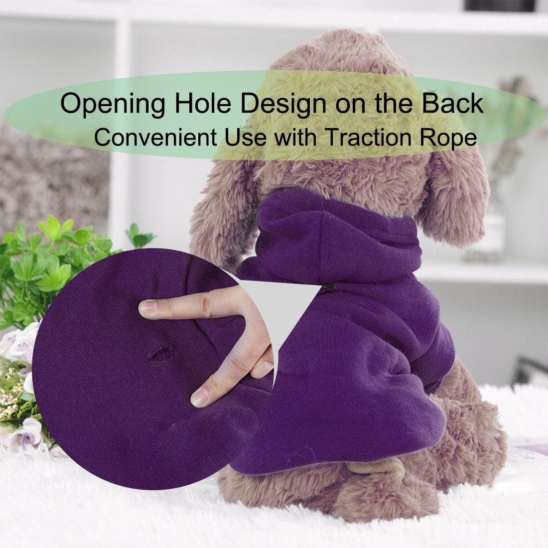 Unique Bargains Dog Hoodies Sweatshirt Dog Soft Jumper Warm Winter Coat M Purple