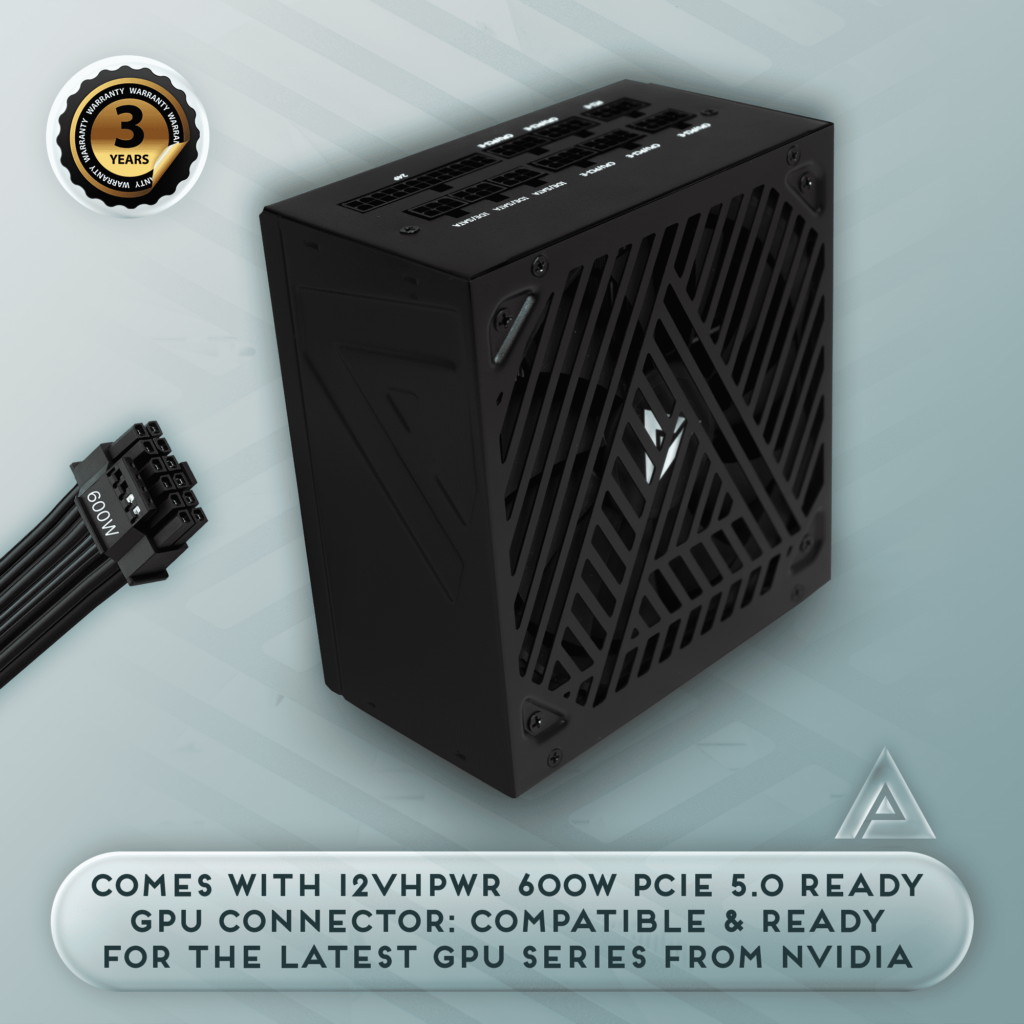 Apevia ATX-SL850W Soul 850W ATX 3.0 & 3.1 Compatible, Fully Modular, PCIe 5.1 12V-2x6 Connector ATX Active PFC, DC to DC Converter Design, 140mm Silent Fan, RoHS Compliance, Gaming Power Supply