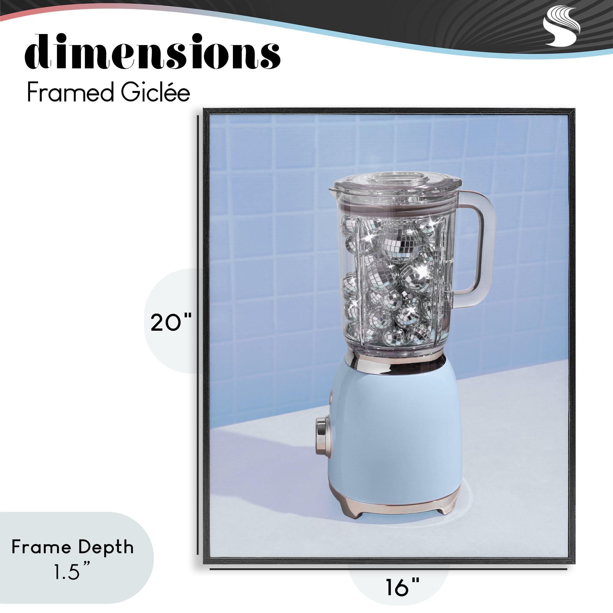Stupell Industries Disco Drink Mixer over Blue Black Framed Giclee Art, design by LISH Creative