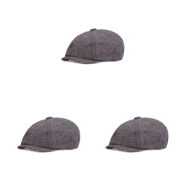 Maytalsory Cotton Polyester Men Flat Cap Reusable Stylish Fashionable Solid Color Adjustable Breathable Gentleman Hat Berets Gift Light Grey 3Set
