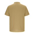 thumbnail image 4 of ZCFZJW Men's Deep V Neck Henley Shirt Lightweight Regular Fit Casual Summer Short Sleeve Basic Beach Solid Vacation Tee Shirts Tops Khaki L, 4 of 9