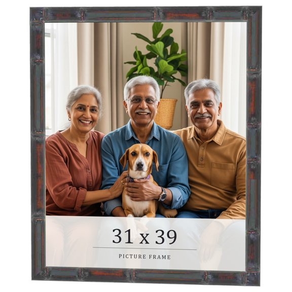 31x39 Frame Brown Bamboo with Dark Coffee/Walnut Finish | Solid Wood Picture Frame Width 0.75