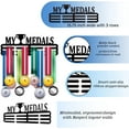 thumbnail image 3 of Medal Holder Display My Medals Medal Hanger Award Ribbon Hanger 3 Lines Medal Rack Cheer Gymnastics Sport Award Rack Wall Mount Iron Frame, 3 of 9