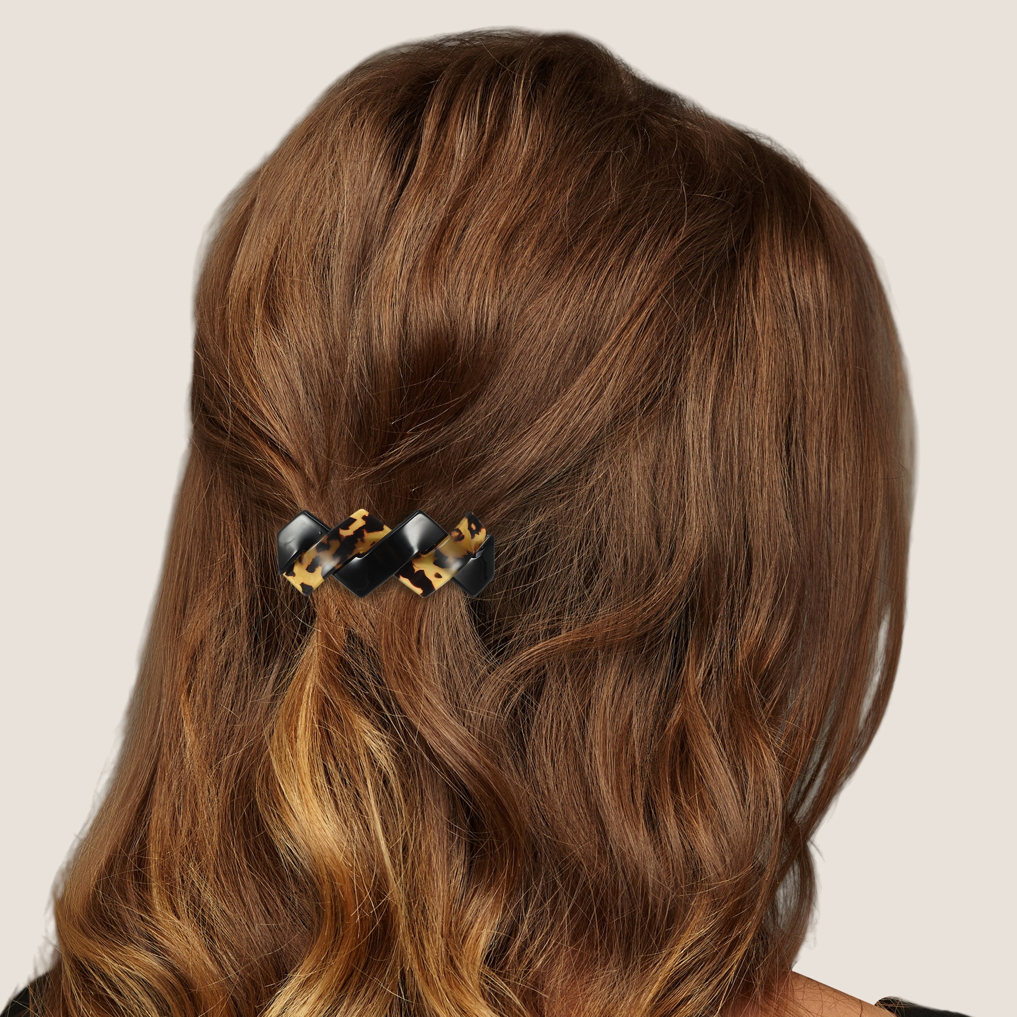 Unique Bargains 2Pcs Tortoise Shell Hair Barrettes Acetate Hair Clips Blue Amber