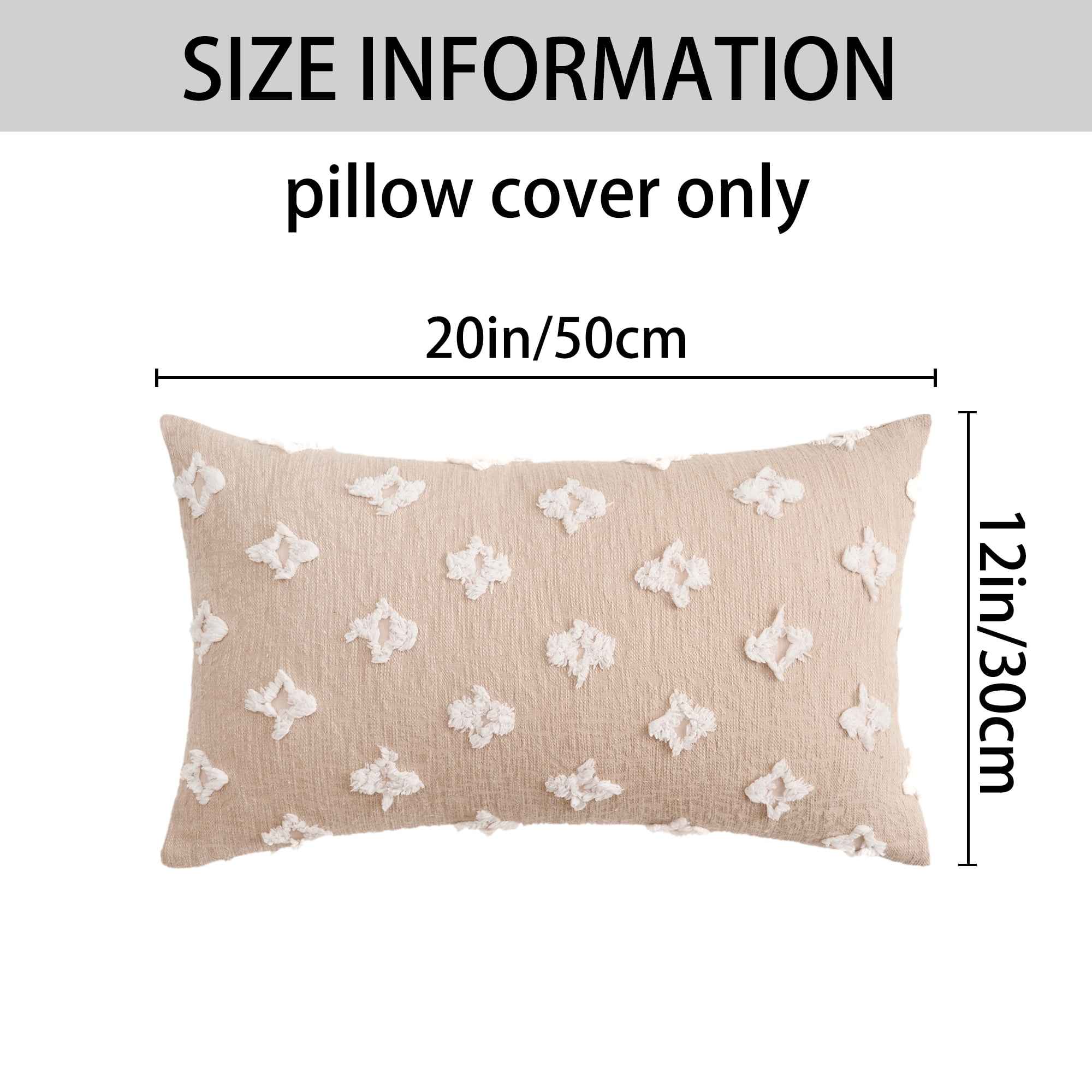 Unique Bargains 2 Pcs Jacquard Decoration Throw Pillow Cover Beige 12" x 20"