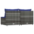 thumbnail image 3 of vidaXL Garden Middle Sofas with Cushions 2 pcs Grey Poly Rattan, 3 of 5