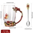 thumbnail image 5 of Glass Coffee Cup Tea Mug & Gifts with Spoon Set Handmade Enamel Butterfly Rose Flower for Mothers Day Gift, Women (2 Red Pack), 5 of 6